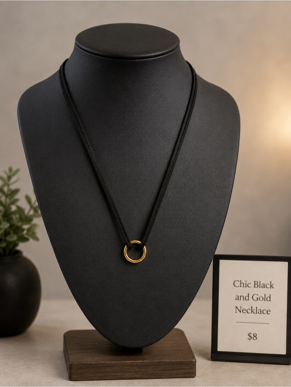 Chic Black and Gold Necklace